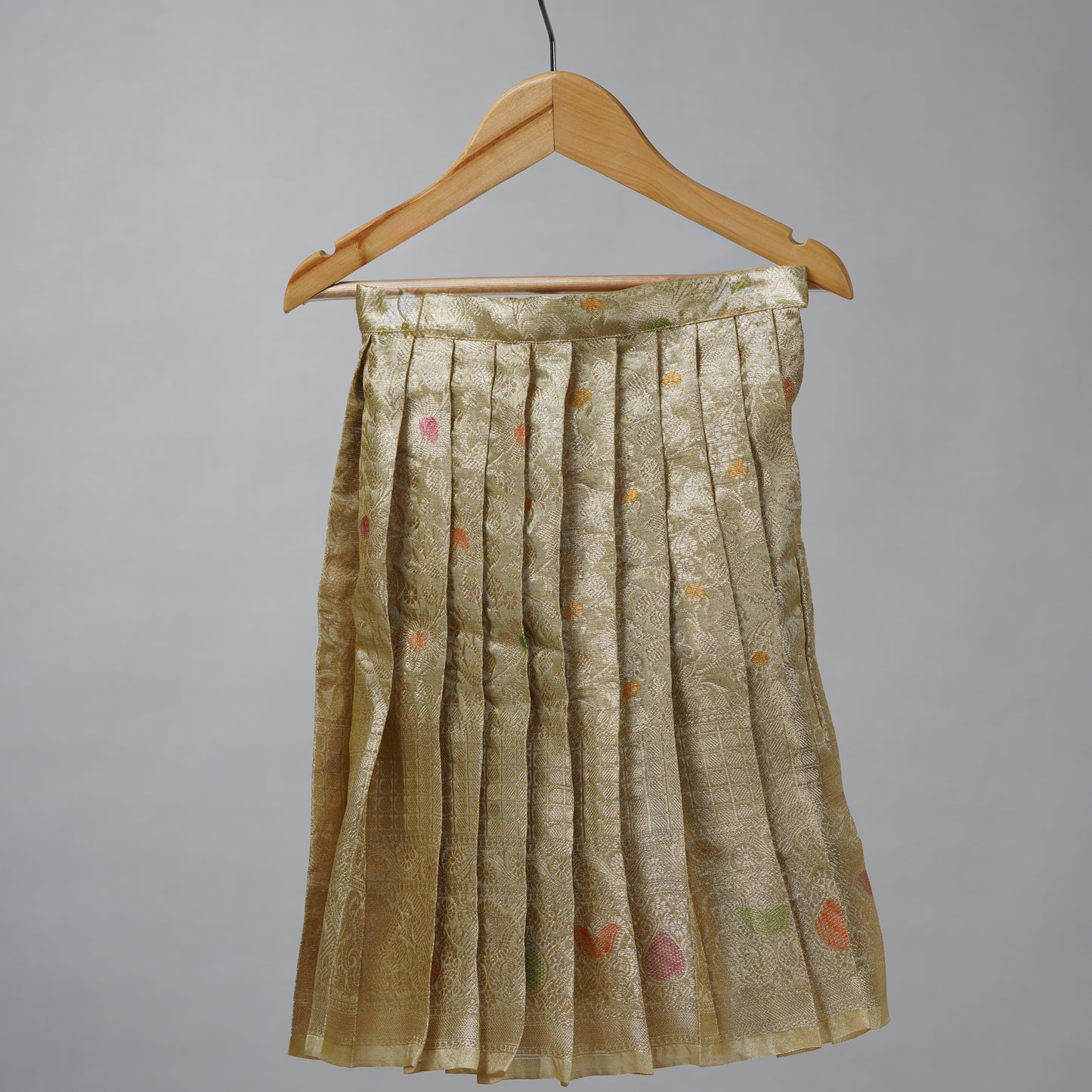 Gold Tissue and Orange Raw silk Lehenga Set