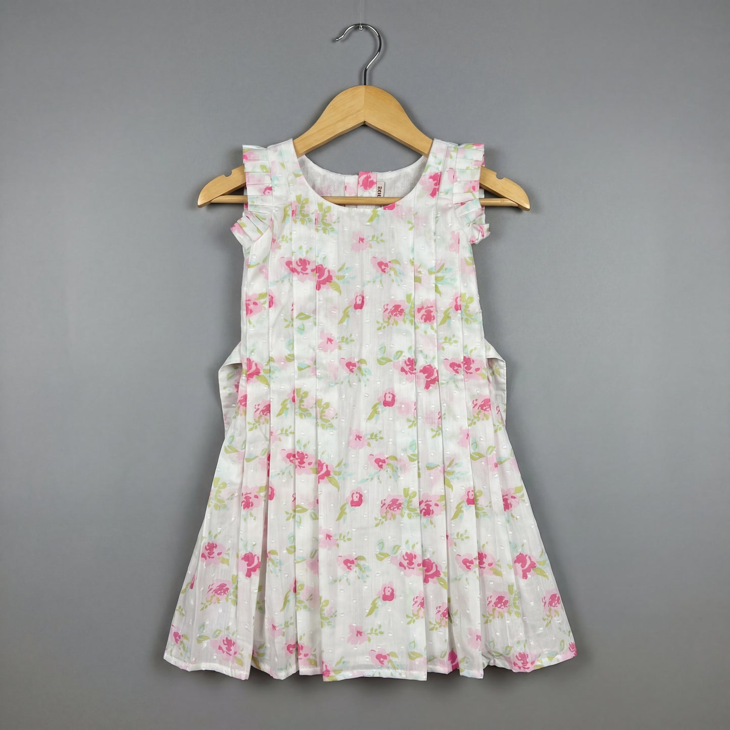 Floral Pleated Cotton Frock with Pleated Straps