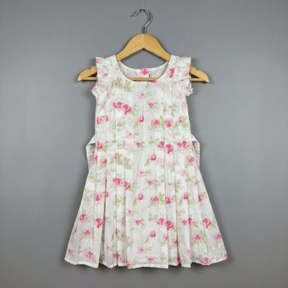 Floral Pleated Cotton Frock with Pleated Straps