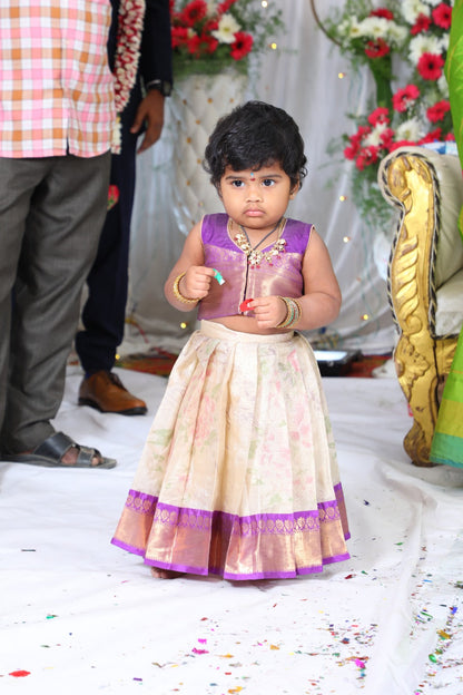 Purple & Gold Tissue Lehenga Set