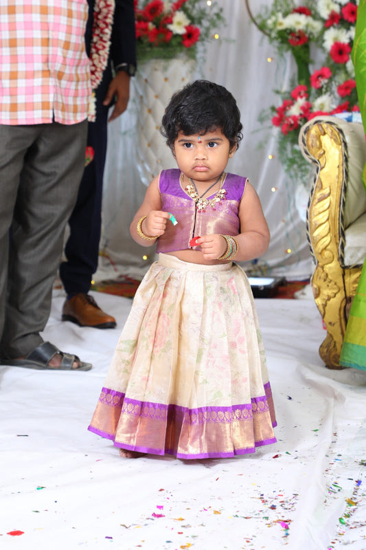 Purple & Gold Tissue Lehenga Set