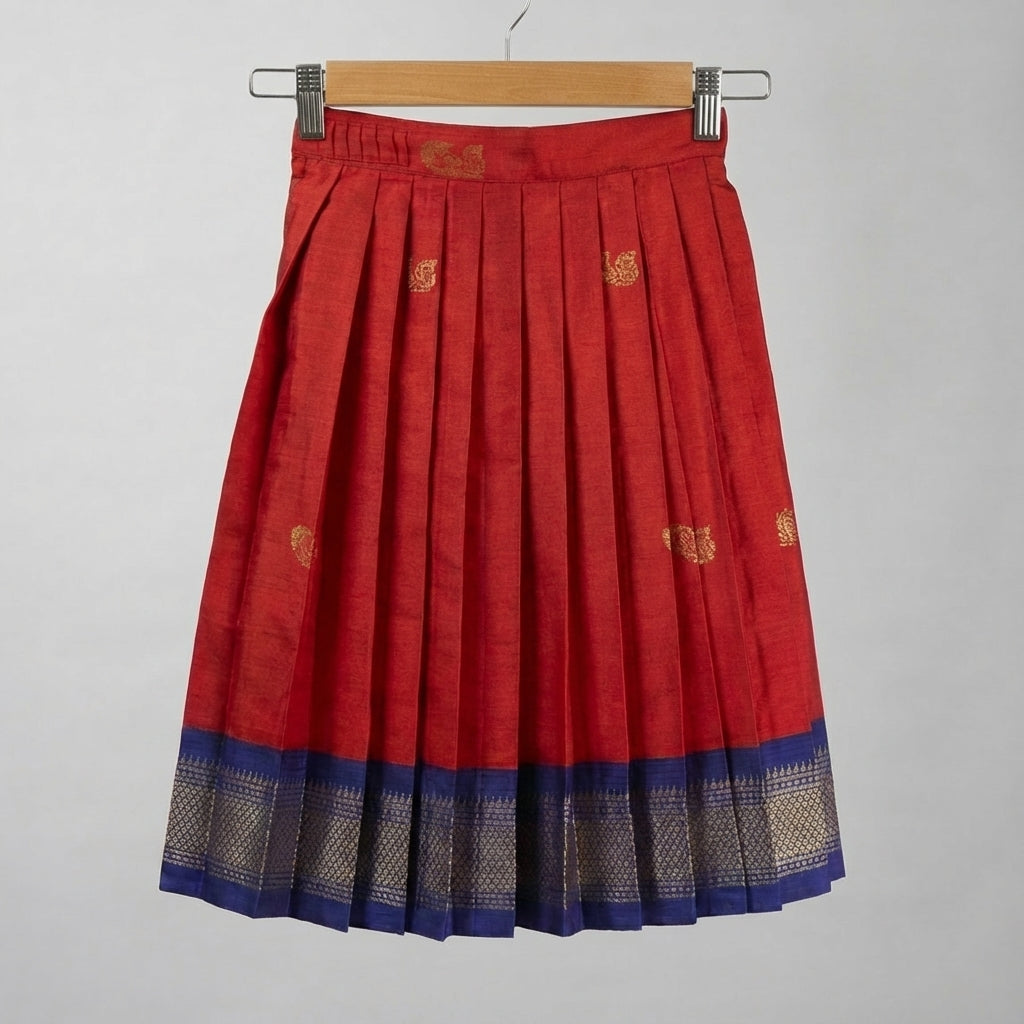 Deep Maroon Red Festive Peacock Motif silk Lehenga