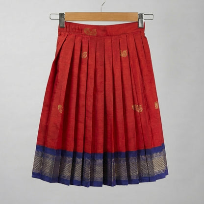 Deep Maroon Red Festive Peacock Motif silk Lehenga