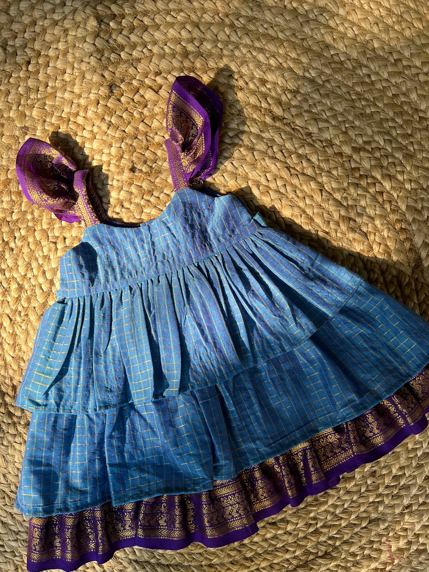 Sky Blue Kalyani Checks Dress