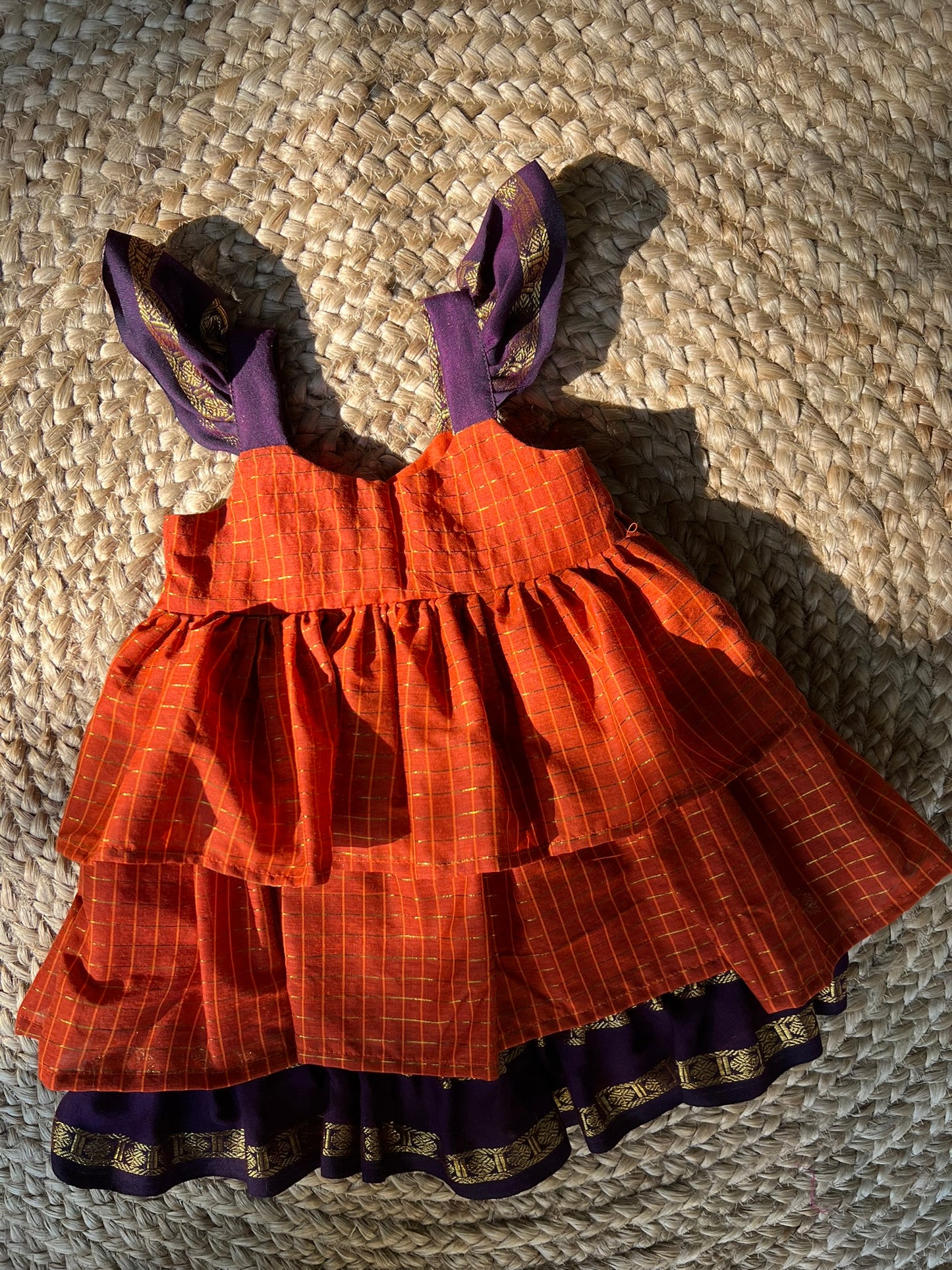 Rust Orange Kalyani Checks Dress