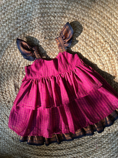 Pink Kalyani Checks Dress