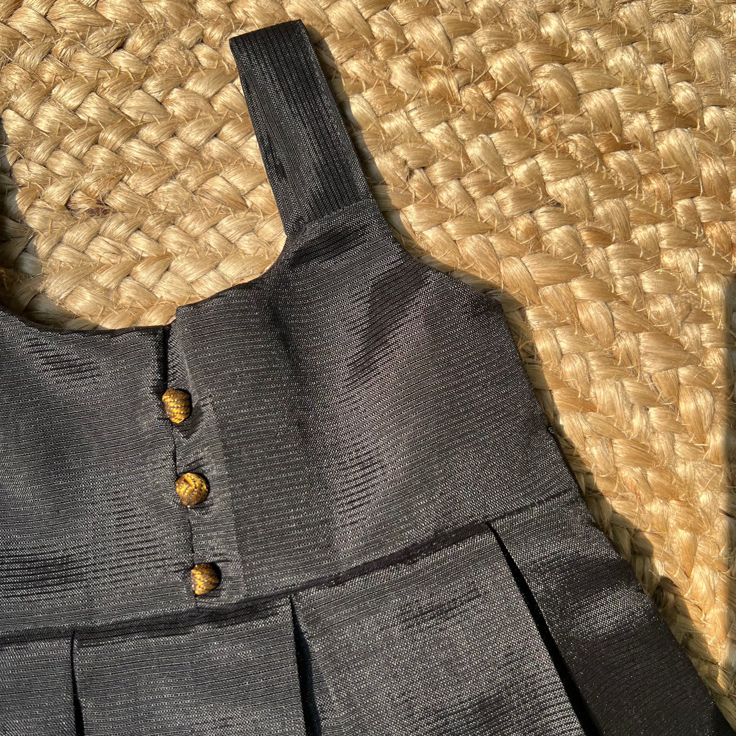 Black Mangalagiri Ikkat Silk Frock