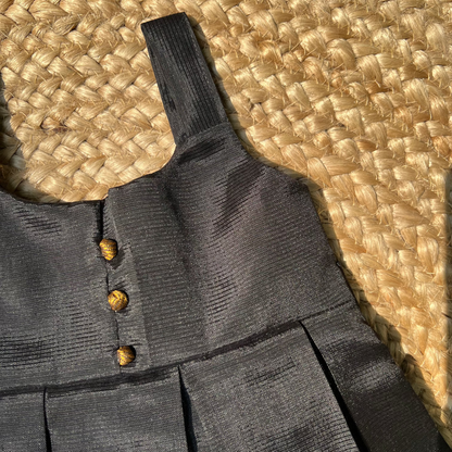 Black Mangalagiri Ikkat Silk Frock