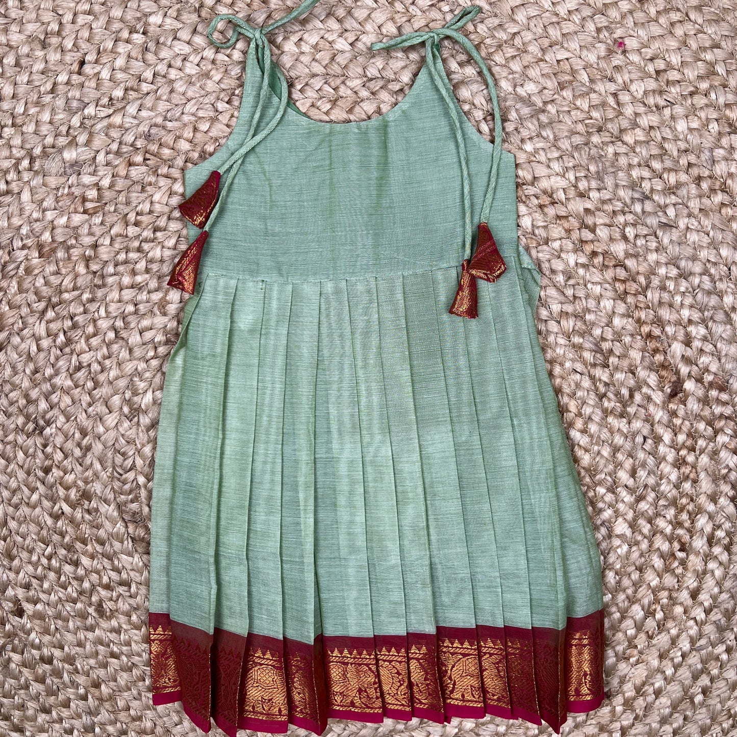 Teal Green Kanchi Cotton Frock