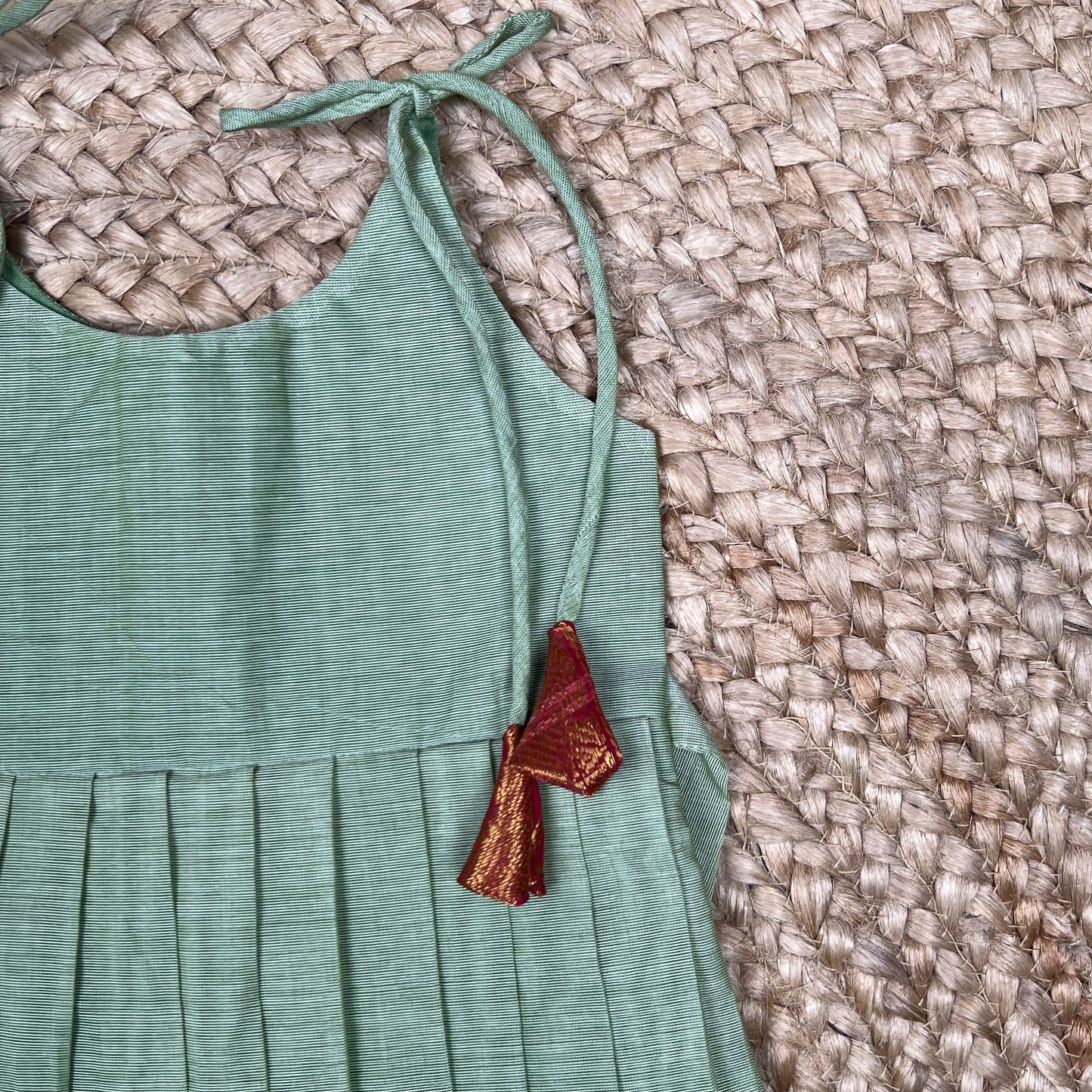 Teal Green Kanchi Cotton Frock