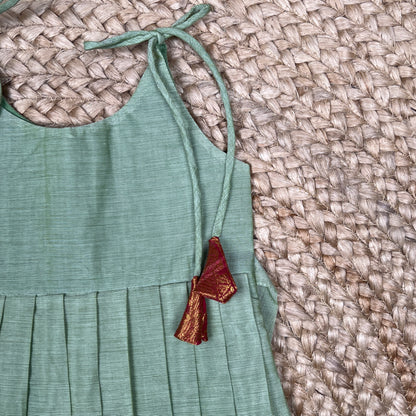 Teal Green Kanchi Cotton Frock