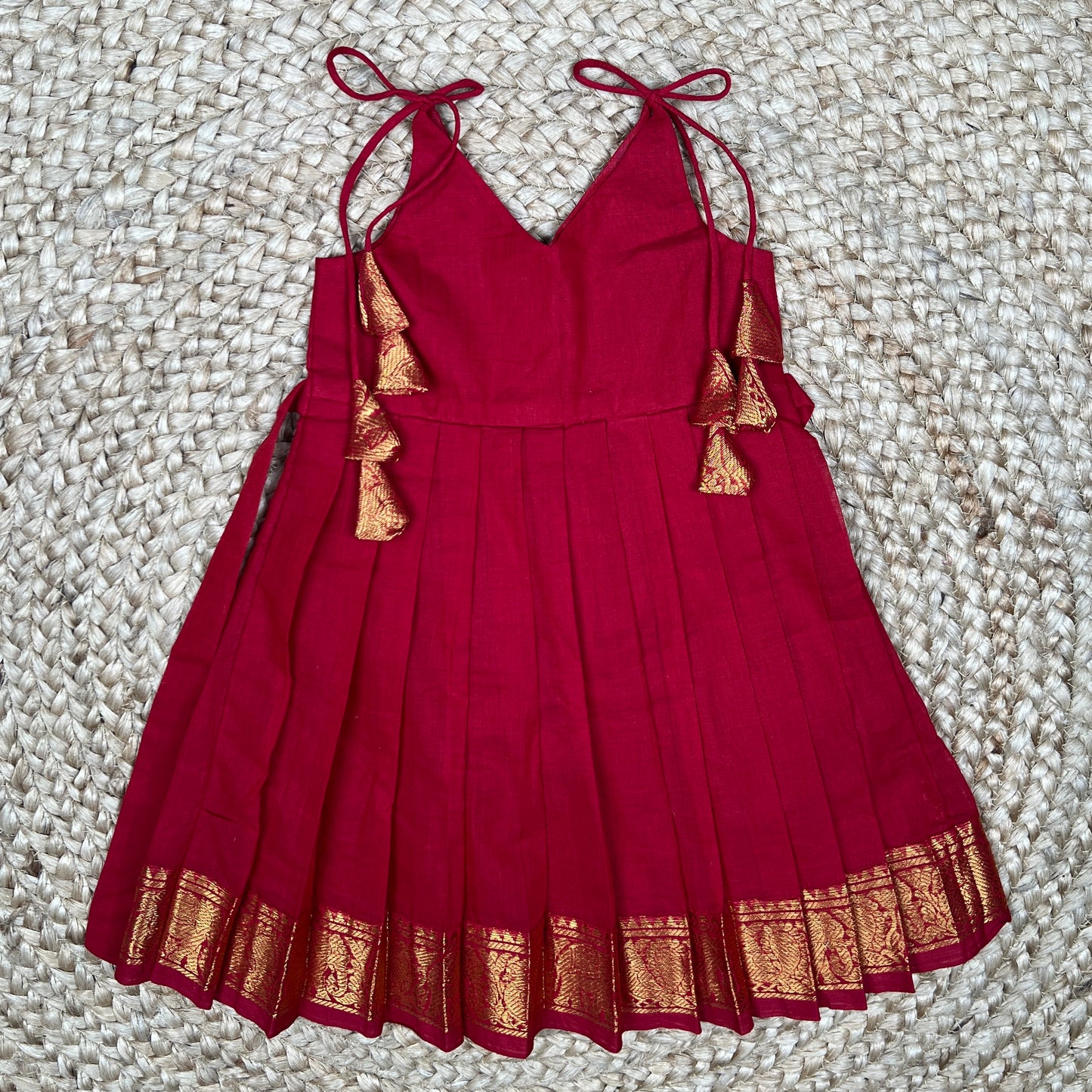 Red Kanchi Cotton Frock