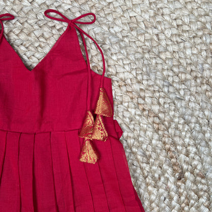Red Kanchi Cotton Frock
