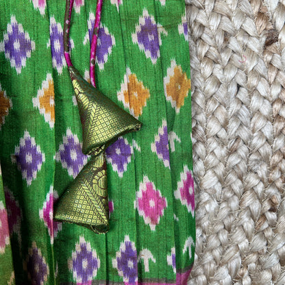 Green and Pink Ikkat Frock