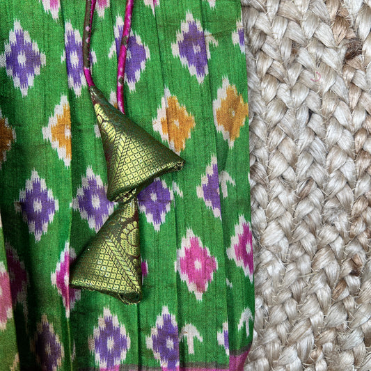 Green and Pink Ikkat Frock