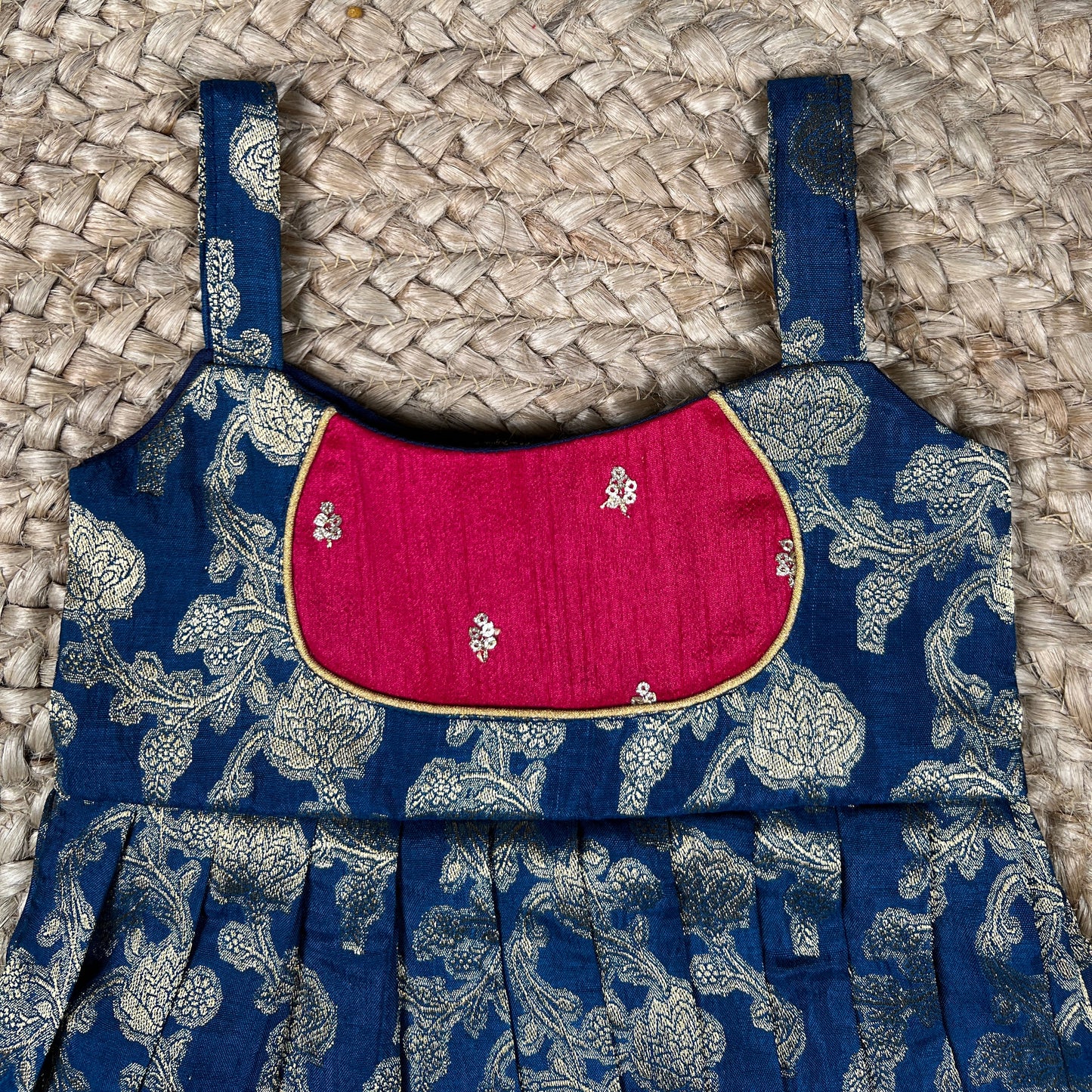 Blue Benarasi Sleeveless Frock