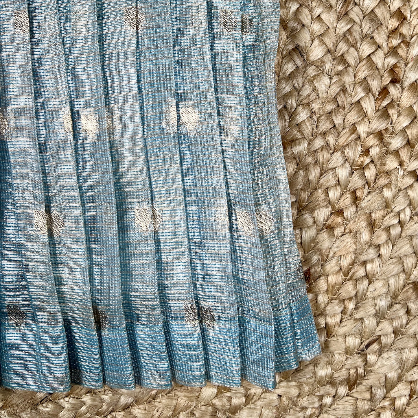 Powder Blue Silk Ethnic Frock with Printed Yoke