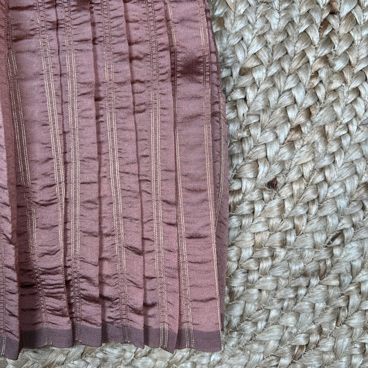 Burgundy Velvet & Mauve Silk Stripe Frock