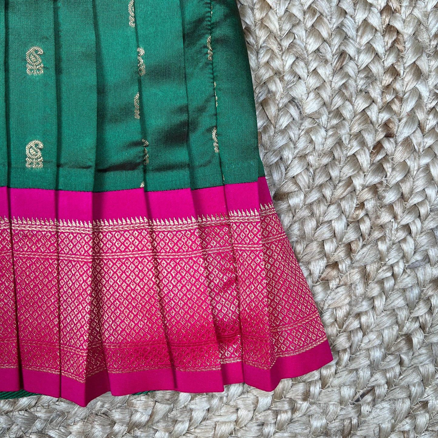 Green Paithani Pleated Frock