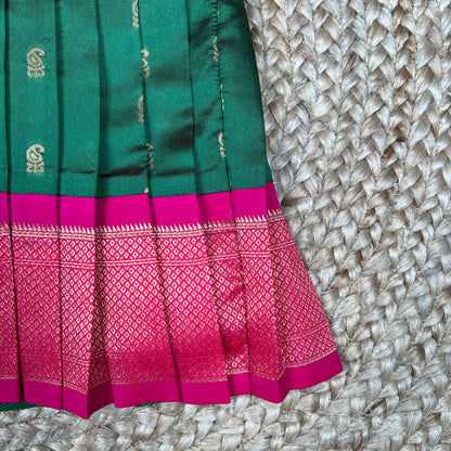 Green Paithani Pleated Frock