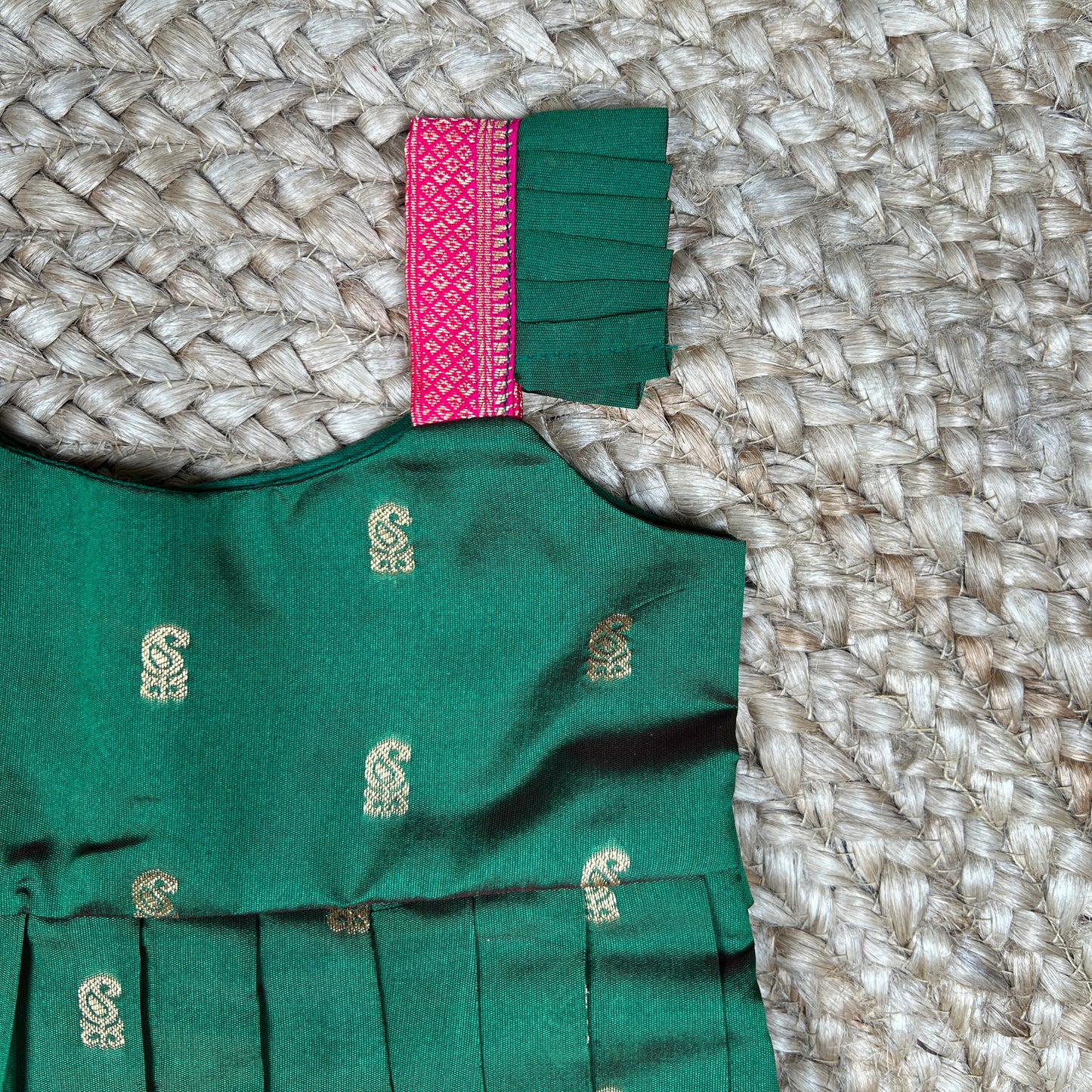 Green Paithani Pleated Frock