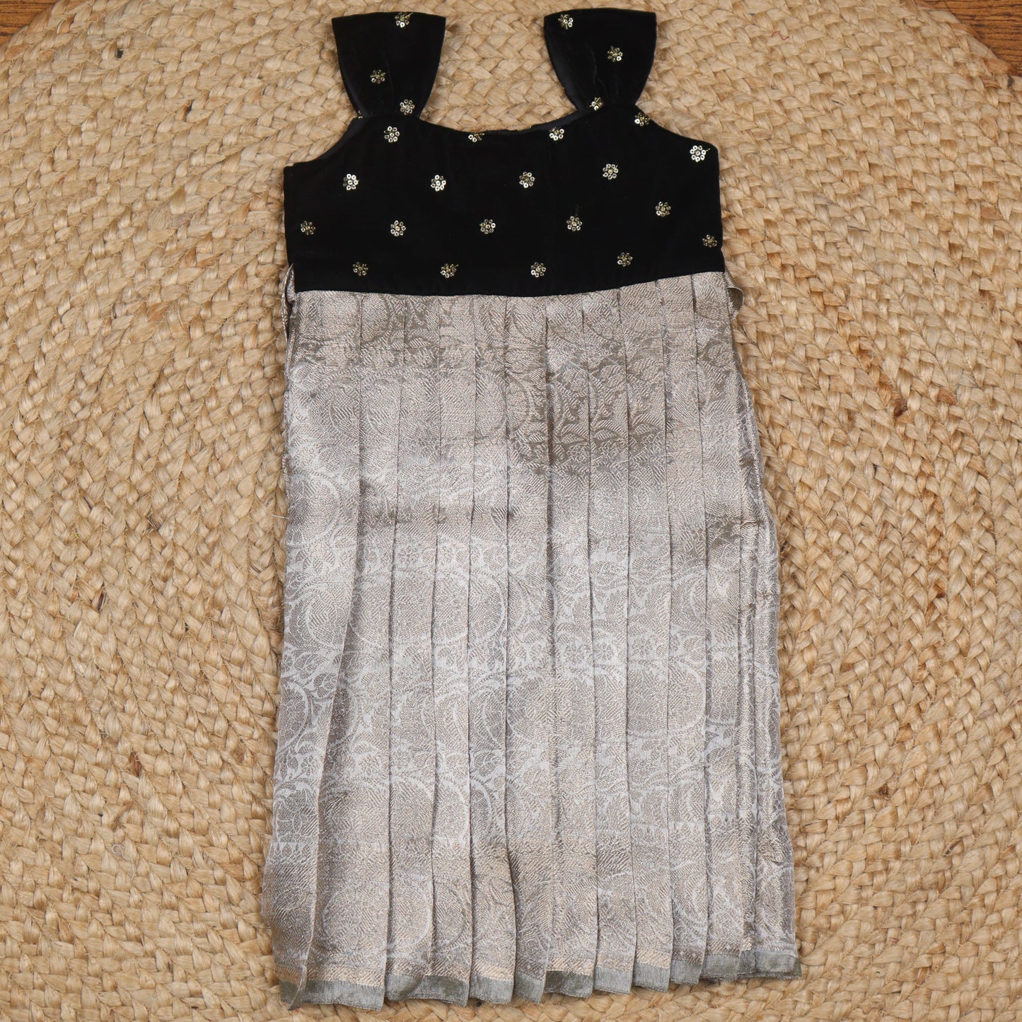 Velvet Tissue Black &Grey frock