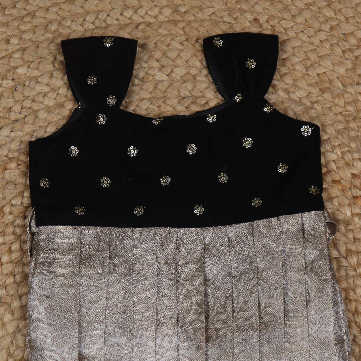 Velvet Tissue Black &Grey frock