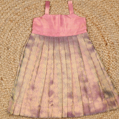 Blush Pink & Lavender Brocade Silk Frock