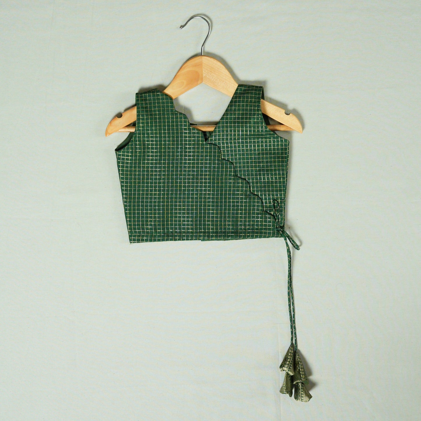 Green Traditional Check Pattern Lehenga