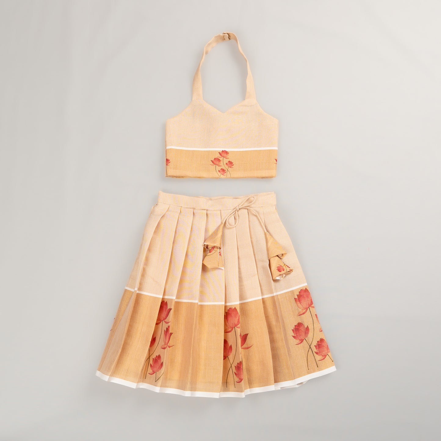 Lotus  Tissue Silk Lehenga Set for Girls