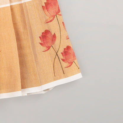 Lotus  Tissue Silk Lehenga Set for Girls