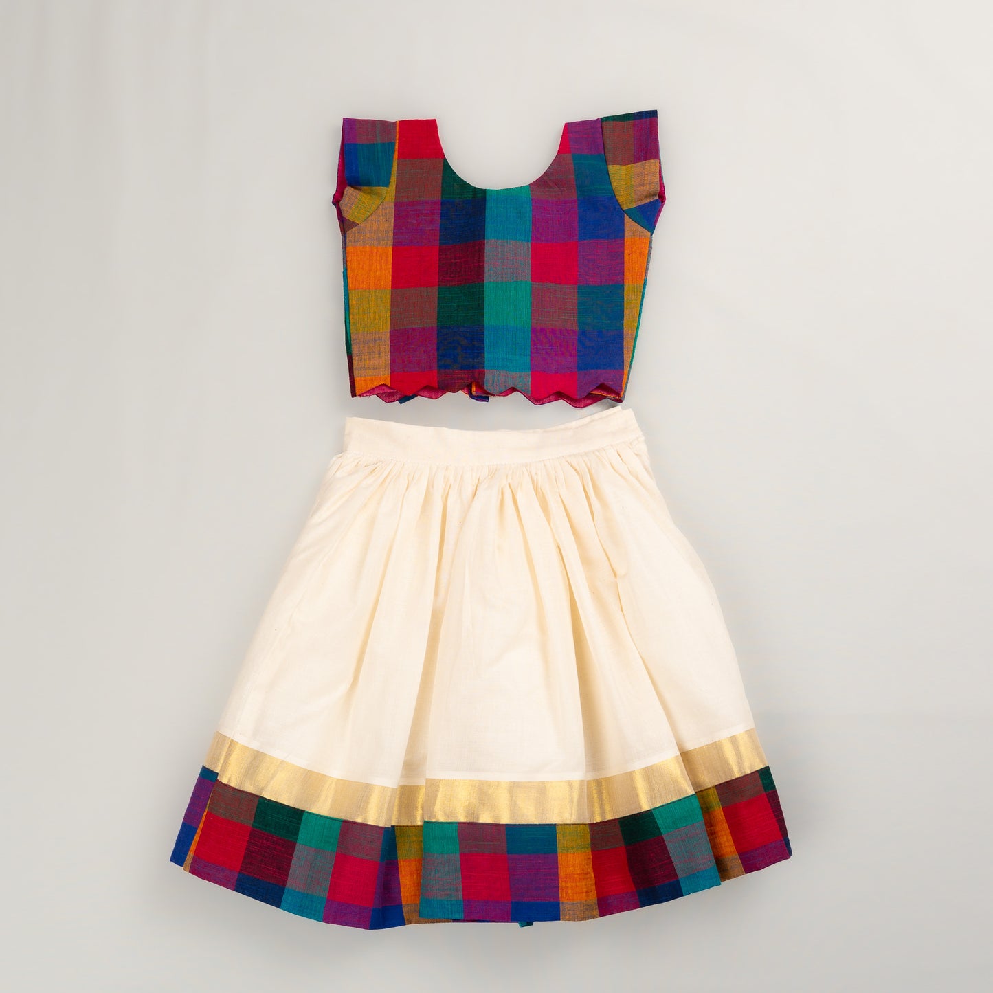 Madras Checks Cotton Lehenga Set