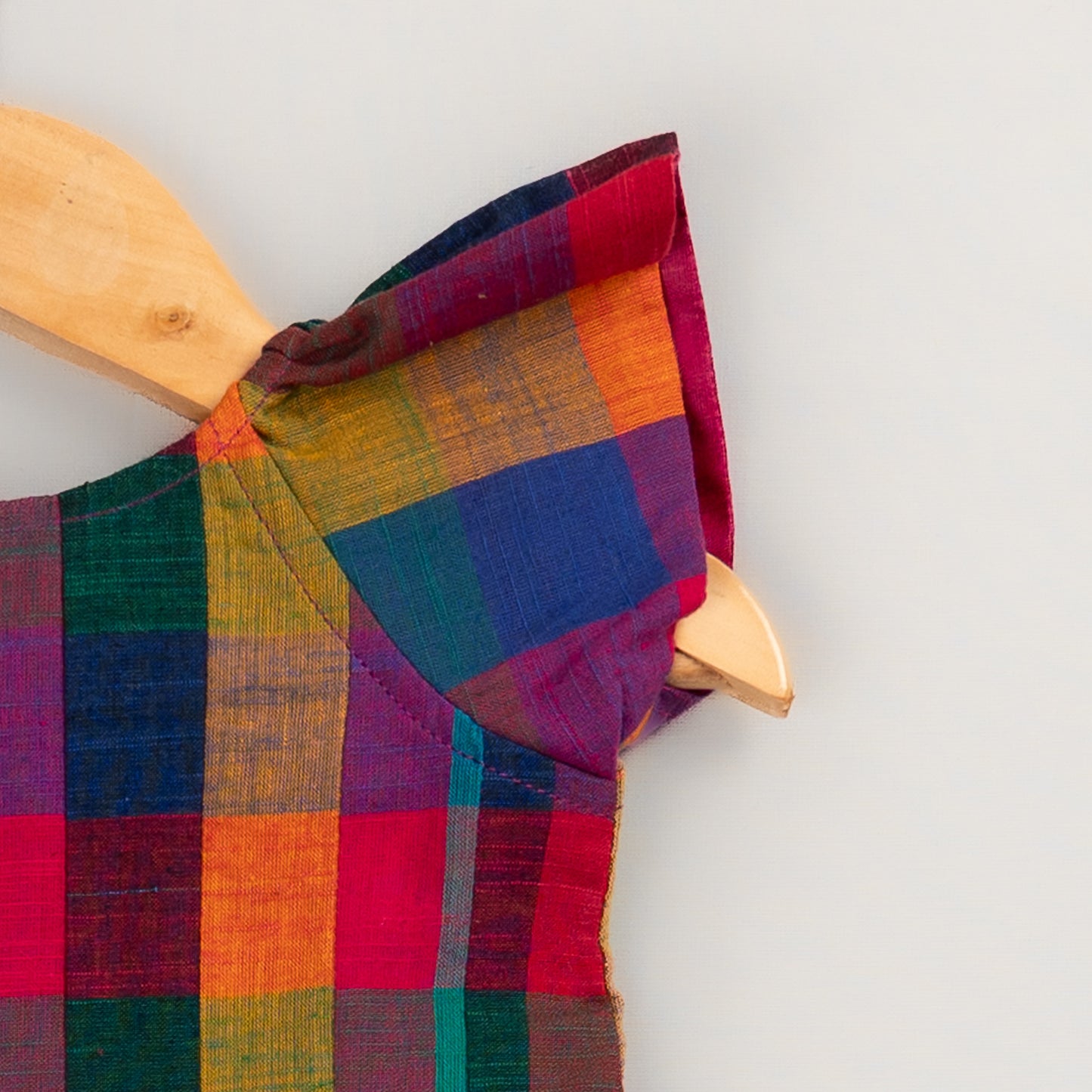 Girls Madras Cotton Checks Pleated Dress