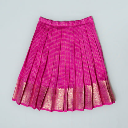 Pink Traditional Check Pattern Lehenga