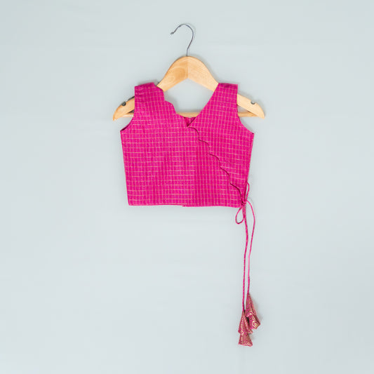 Pink Traditional Check Pattern Lehenga