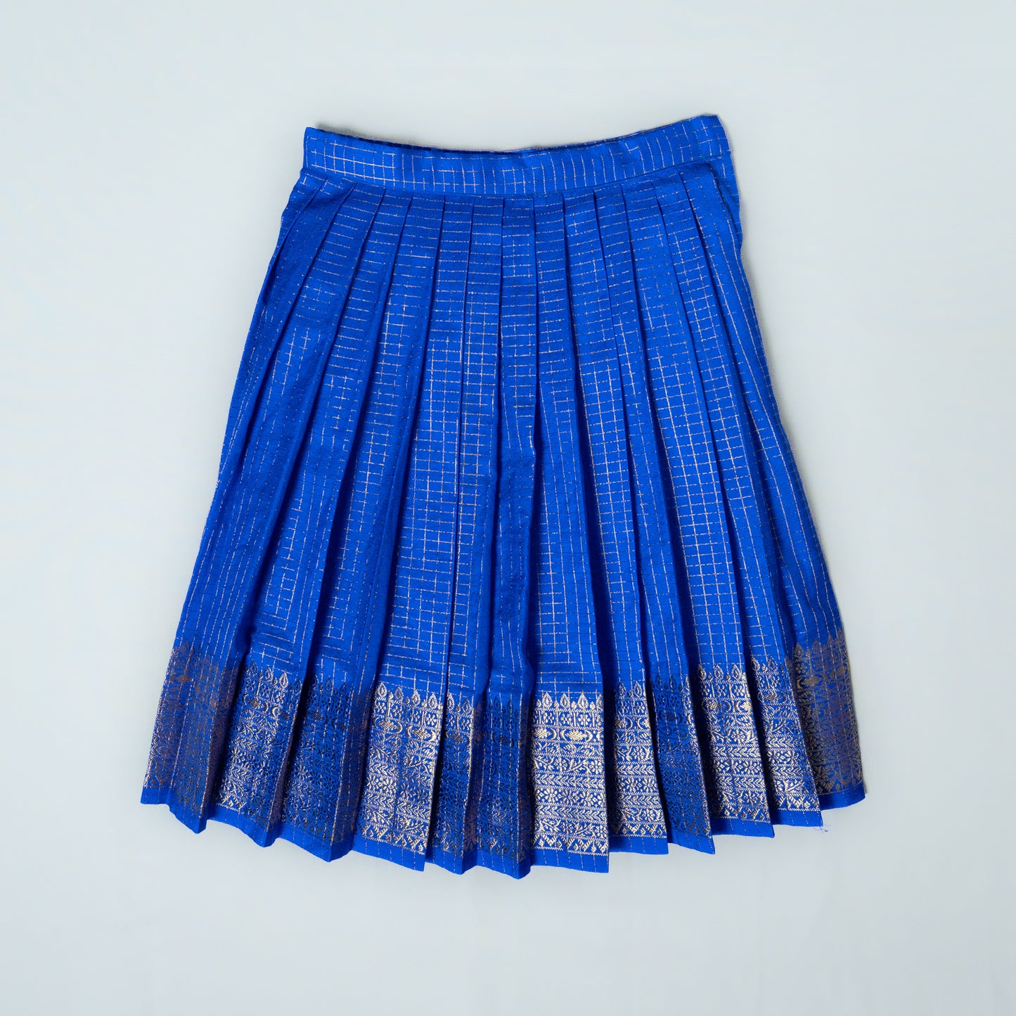 Electric Blue Traditional Check Pattern Lehenga