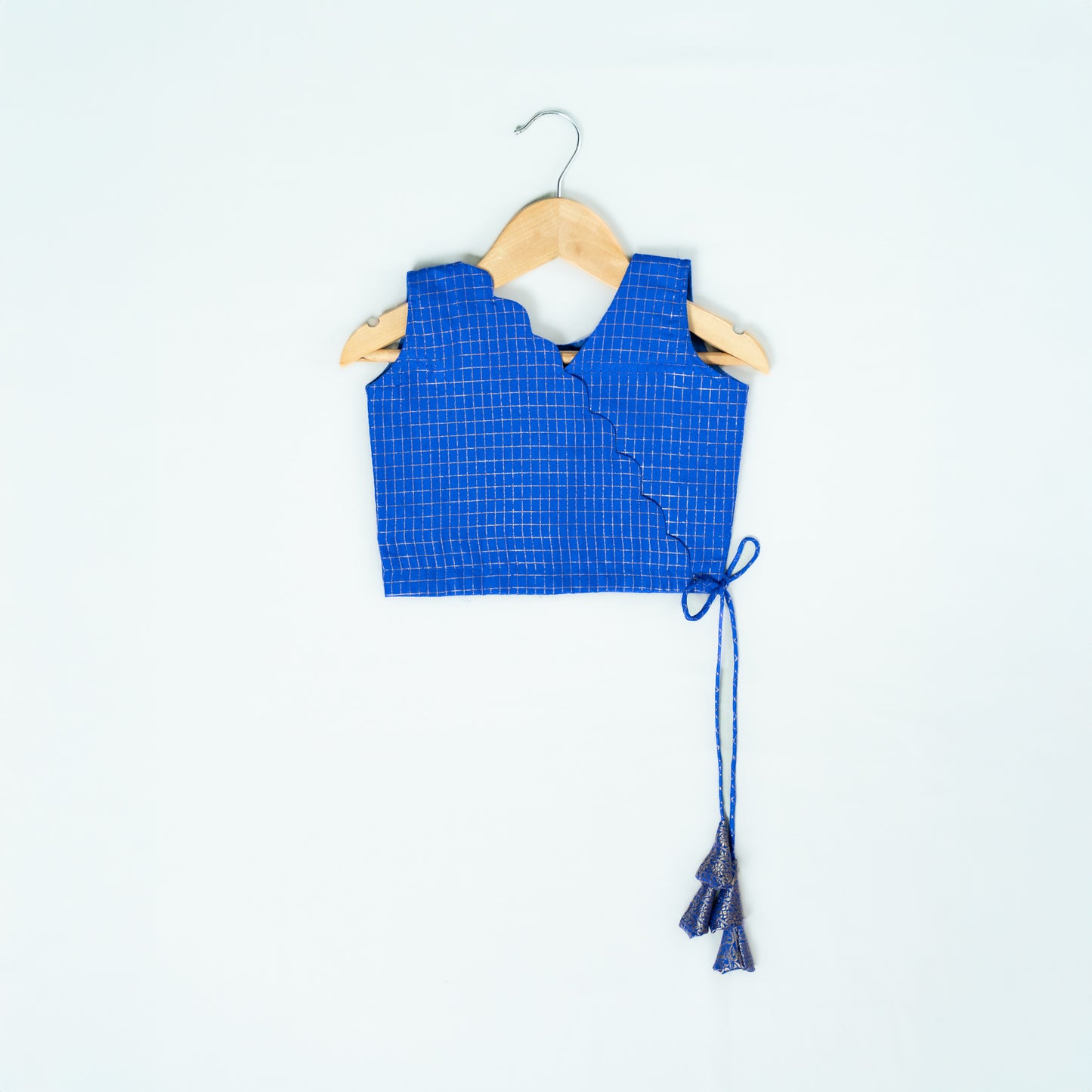 Electric Blue Traditional Check Pattern Lehenga