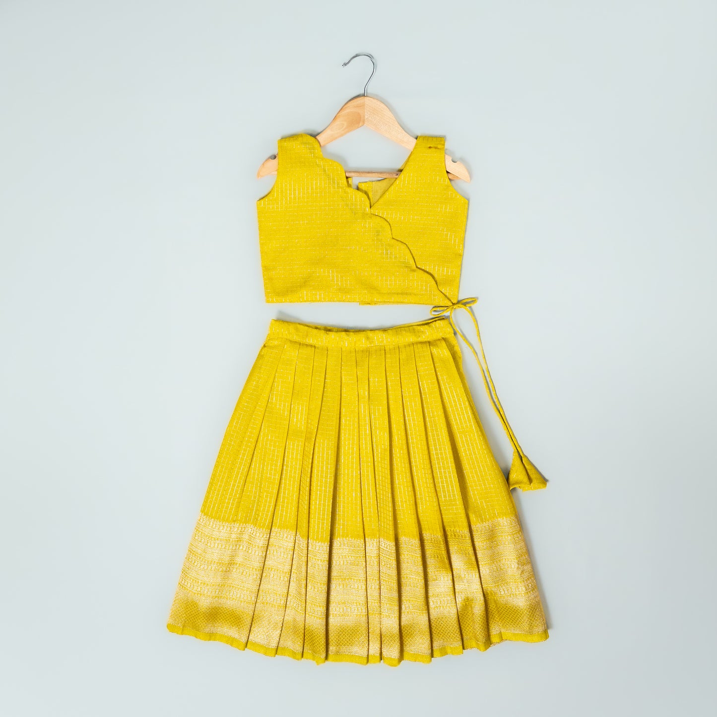 Lime Green Traditional Check Pattern Lehenga