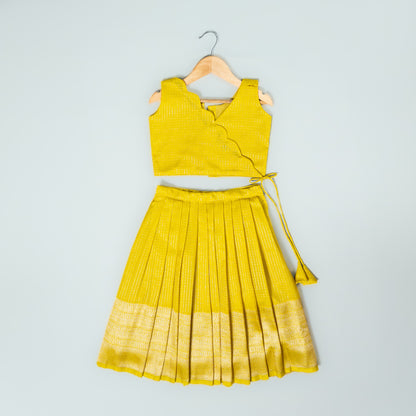 Lime Green Traditional Check Pattern Lehenga