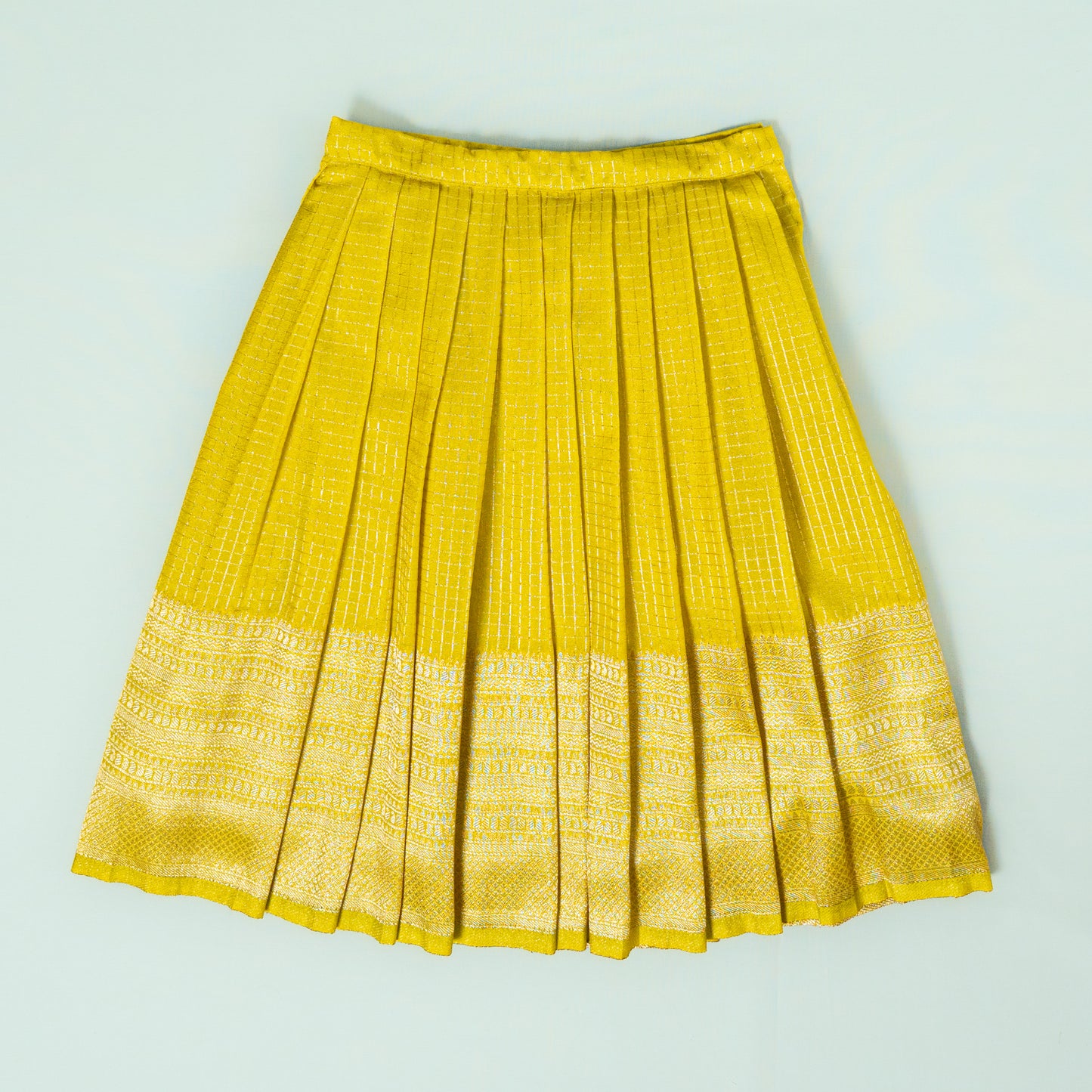 Lime Green Traditional Check Pattern Lehenga