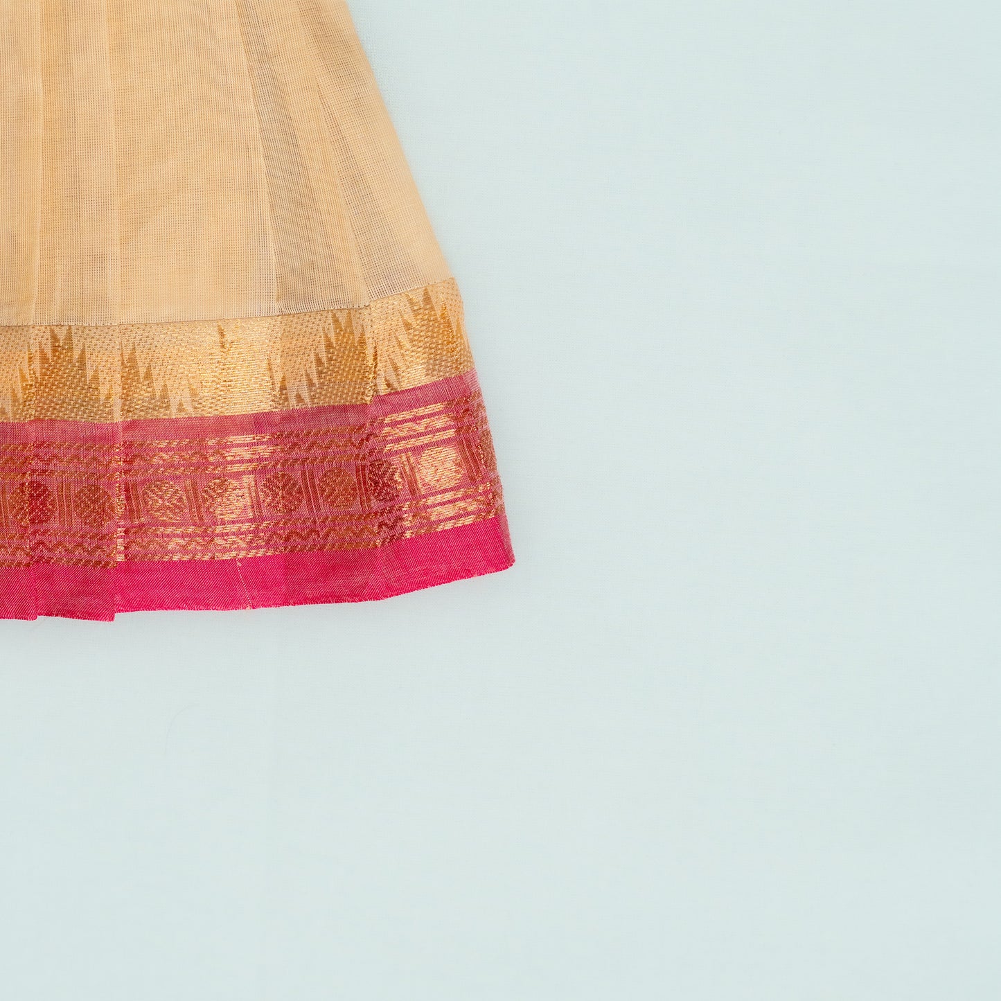 Beige And Pink Kanchi Cotton Frock