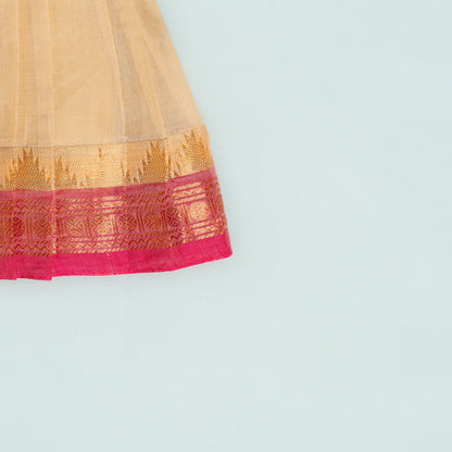 Beige And Pink Kanchi Cotton Frock