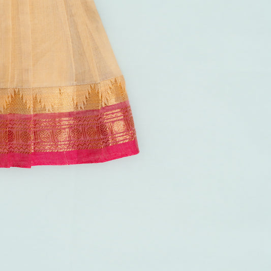 Beige And Pink Kanchi Cotton Frock