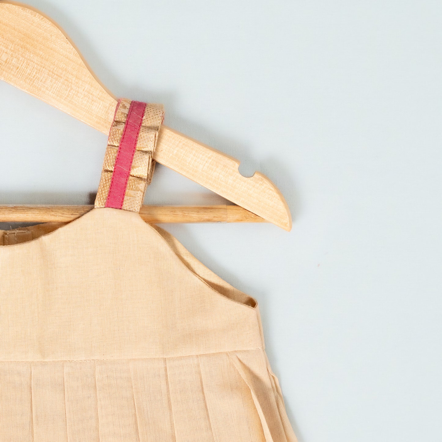 Beige And Pink Kanchi Cotton Frock