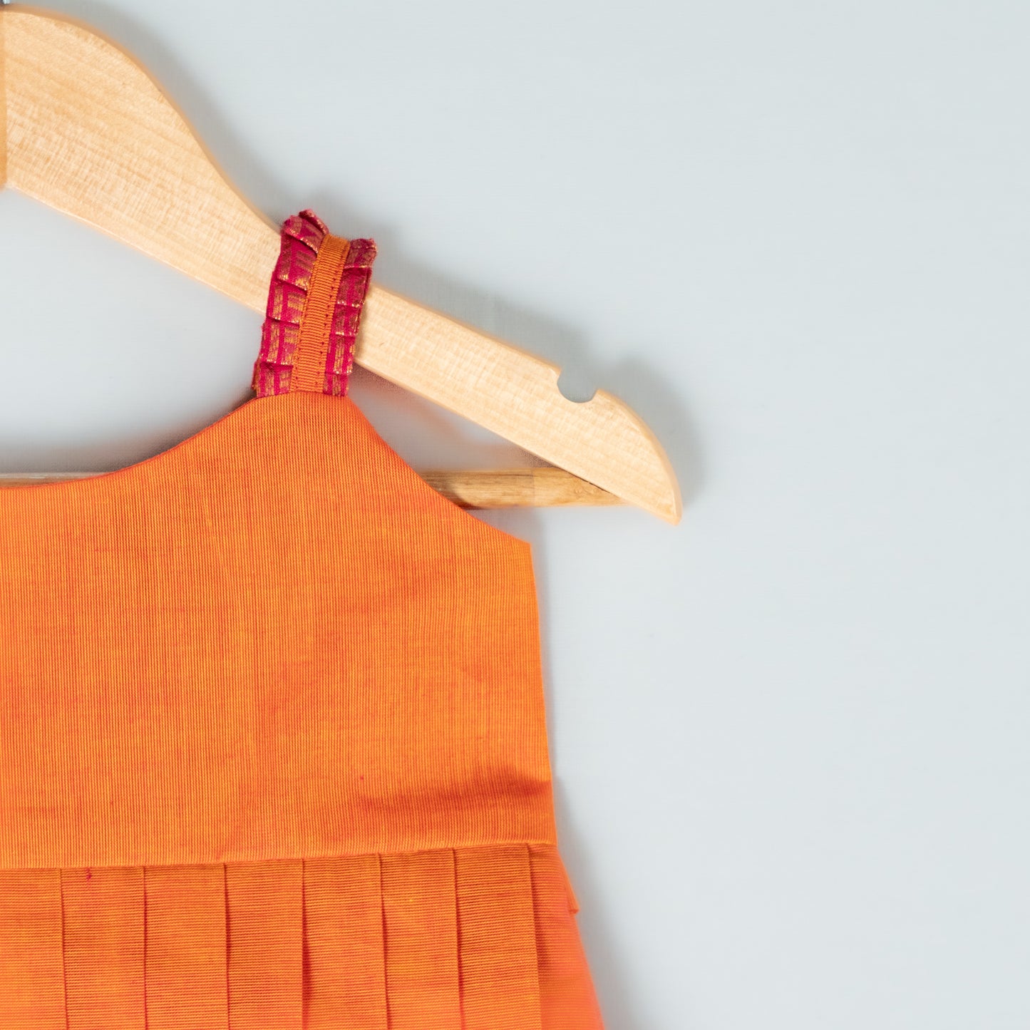 Orange And Pink Kanchi Cotton Frock