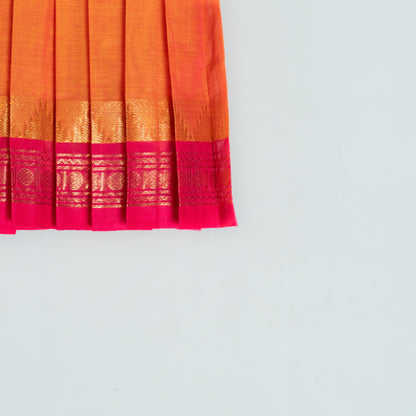 Orange And Pink Kanchi Cotton Frock