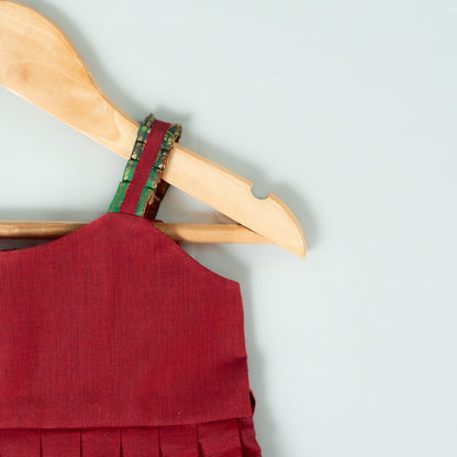 Maroon And Green Kanchi Cotton Frock