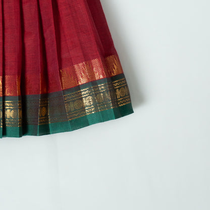 Maroon And Green Kanchi Cotton Frock