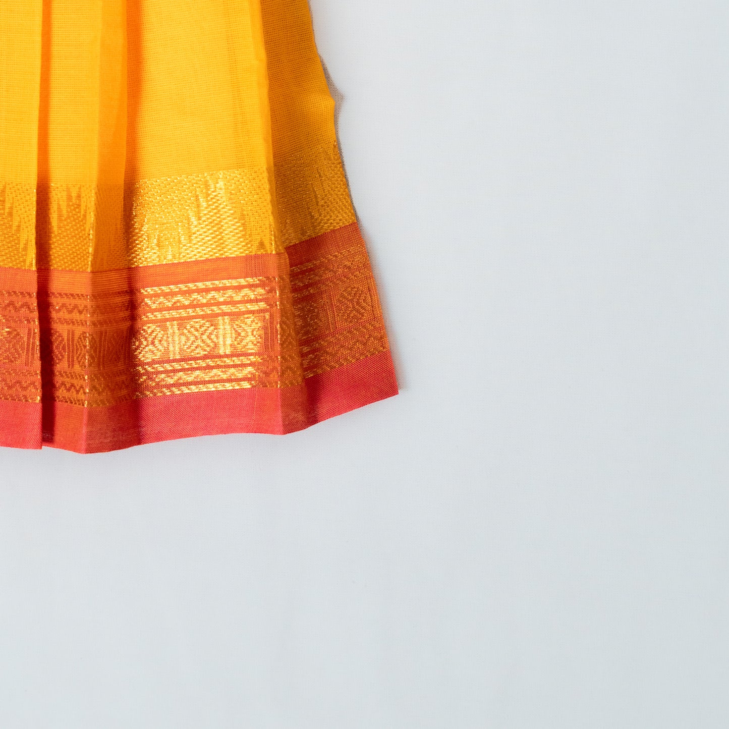 Yellow And Pink Kanchi Cotton Frock