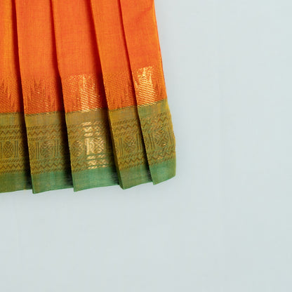 Orange And Green Kanchi Cotton Frock